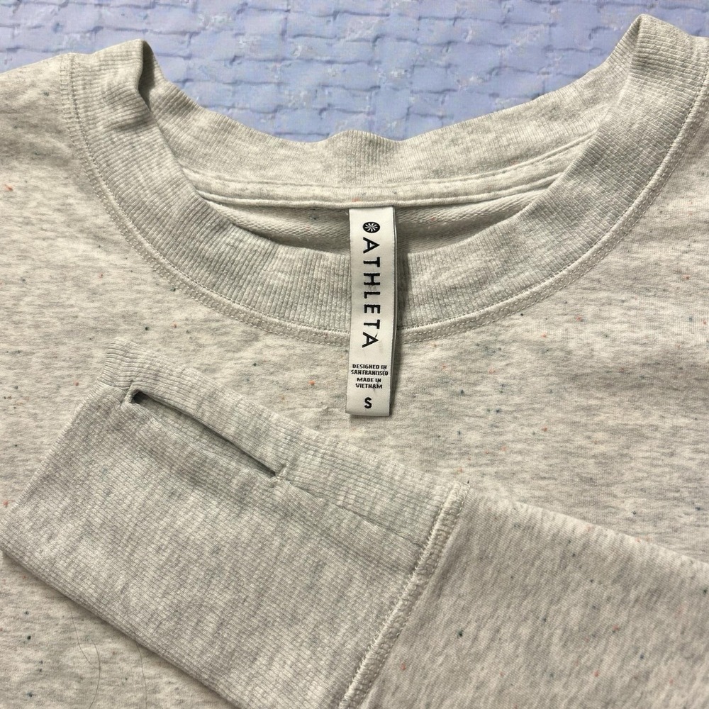 Womens‎ Athleta Sweatshirt Small Oatmeal Speckled Crewneck Pullover